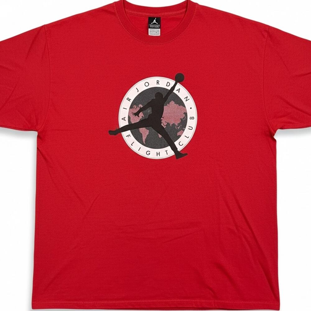 Vintage Nike Air Jordan Flight Club Red Graphic T-Shirt XXL Jumpman Circle Logo